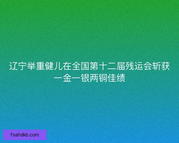 辽宁举重健儿在全国第十二届残运会斩获一金一银两铜佳绩