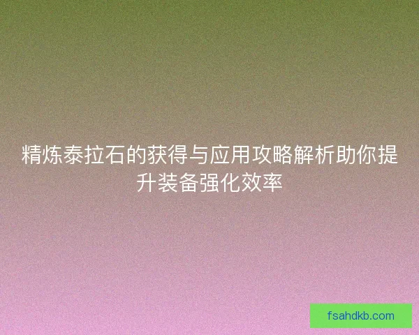 精炼泰拉石的获得与应用攻略解析助你提升装备强化效率